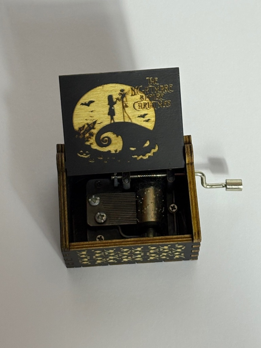 Nightmare Before Christmas Jack Skellington Hand Crank Wooden Music Box